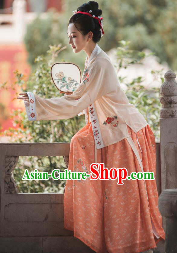 China Ancient Imperial Concubine Hanfu Clothing Traditional Song Dynasty Court Woman Costumes