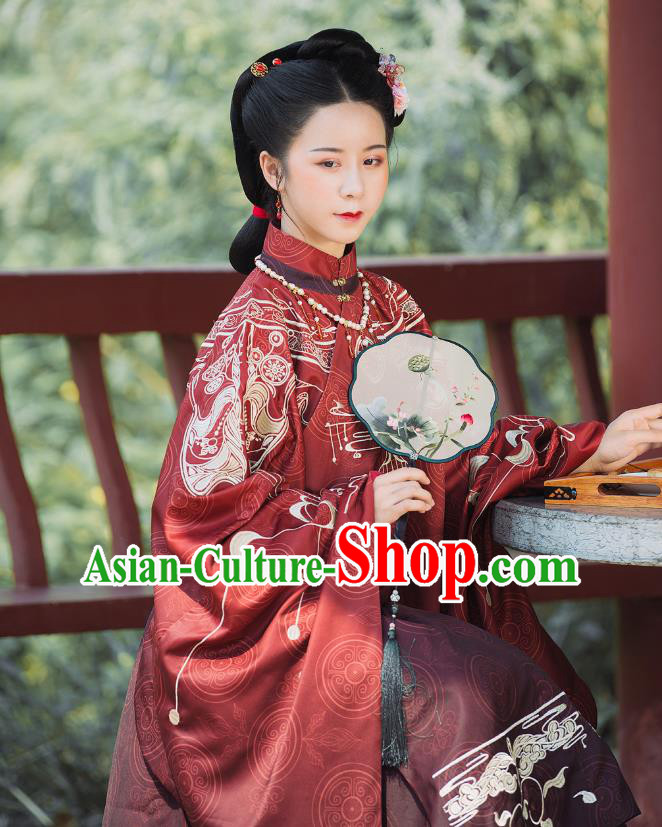 China Ancient Noble Countess Hanfu Costumes Traditional Ming Dynasty Imperial Concubine Clothing