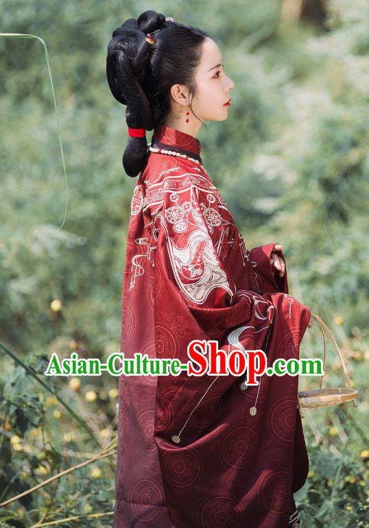 China Ancient Noble Countess Hanfu Costumes Traditional Ming Dynasty Imperial Concubine Clothing
