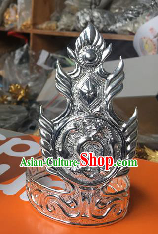 Chinese Ancient King Argent Hairdo Crown Traditional Ming Dynasty Prince Hair Accessories