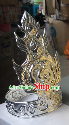 Chinese Ancient King Argent Hairdo Crown Traditional Ming Dynasty Prince Hair Accessories