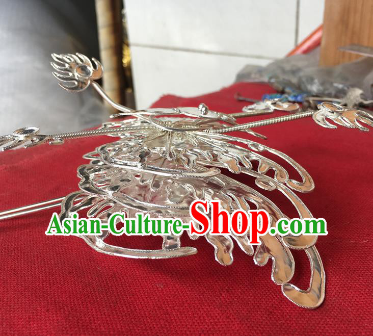 Chinese Ancient Princess Silver Butterfly Hairpin Traditional Ming Dynasty Court Empress Hair Accessories