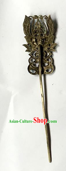 Chinese Ancient Empress Silver Hairpin Traditional Qing Dynasty Queen Cloisonne Bat Hair Stick