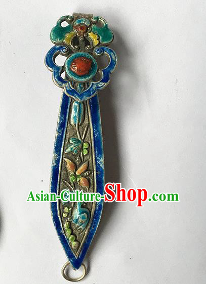 Chinese Ancient Imperial Concubine Cloisonne Silver Hairpin Traditional Qing Dynasty Court Ruby Hair Stick