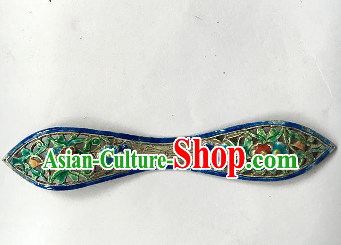 Chinese Ancient Silver Carving Hairpin Traditional Qing Dynasty Palace Princess Cloisonne Hair Stick
