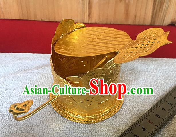 Chinese Ancient Tang Dynasty Royal Prince Hair Accessories Traditional Wedding Golden Hairdo Crown
