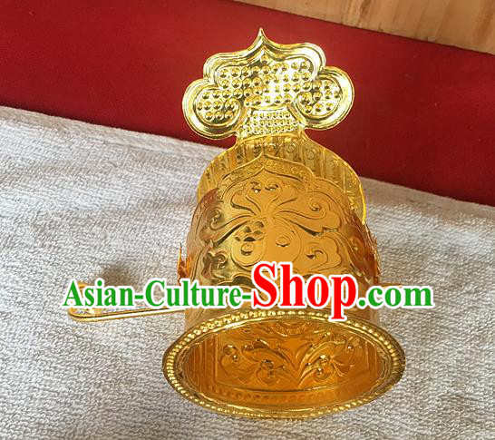 Chinese Ancient Tang Dynasty Royal Prince Hair Accessories Traditional Wedding Golden Hairdo Crown