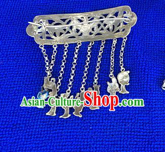 Chinese Ancient Princess Silver Tassel Hairpin Traditional Qing Dynasty Court Lady Cloisonne Hair Crown