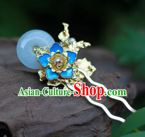 Chinese Ancient Queen Jade Hairpin Traditional Ming Dynasty Hanfu Pearls Plum Tassel Hair Stick