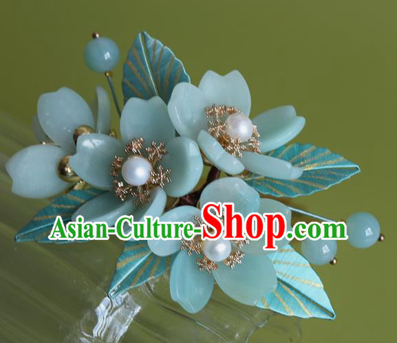 Chinese Traditional Hanfu Hairpin Hair Accessories Ancient Princess Amazonite Sakura Hair Stick