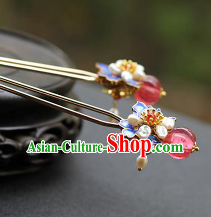 Chinese Traditional Ming Dynasty Queen Blueing Hair Stick Ancient Court Woman Hairpin