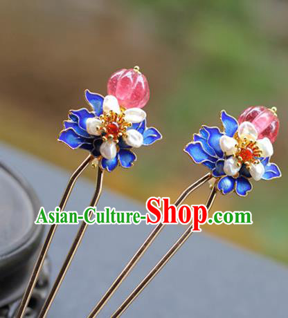 Chinese Traditional Ming Dynasty Queen Blueing Hair Stick Ancient Court Woman Hairpin