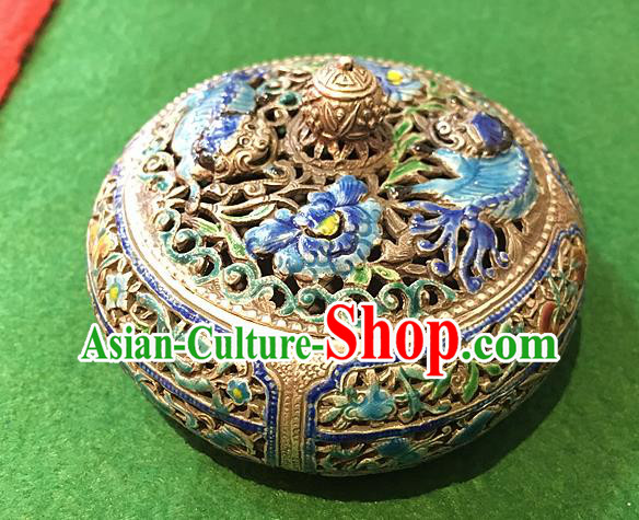 Handmade China National Silver Carving Craft Traditional Enamel Censer