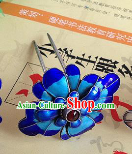 Chinese Ancient Empress Enamel Peony Hair Stick Traditional Qing Dynasty Court Ruby Hairpin