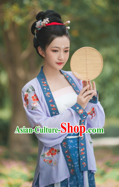 China Traditional Song Dynasty Noble Woman Historical Clothing Ancient Imperial Concubine Embroidered Costumes