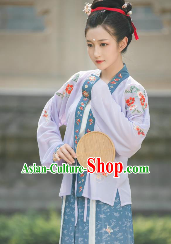 China Traditional Song Dynasty Noble Woman Historical Clothing Ancient Imperial Concubine Embroidered Costumes