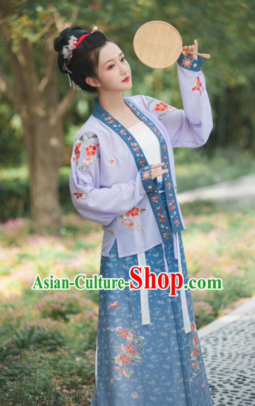 China Traditional Song Dynasty Noble Woman Historical Clothing Ancient Imperial Concubine Embroidered Costumes