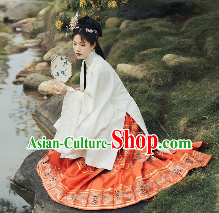 Traditional China Ming Dynasty Historical Clothing Ancient Patrician Mistress Costumes Complete Set