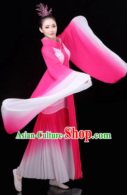 Chinese Classical Dance Rosy Hanfu Dress Traditional Woman Group Dance Costume Goddess Dance Clothing