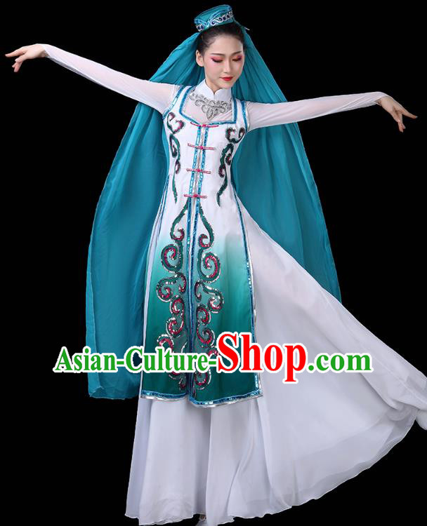 Chinese Ningxia Ethnic Woman Dress Traditional Hui Nationality Folk Dance Costume
