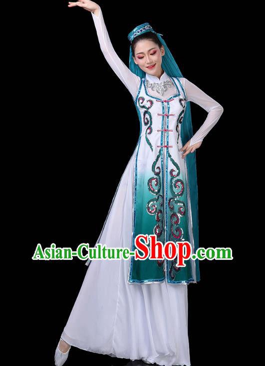 Chinese Ningxia Ethnic Woman Dress Traditional Hui Nationality Folk Dance Costume
