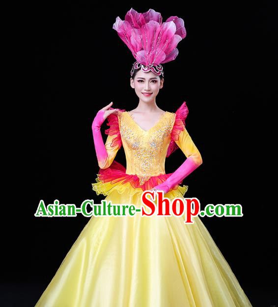 China Spring Festival Gala Opening Dance Yellow Dress Modern Dance Flower Dance Clothing