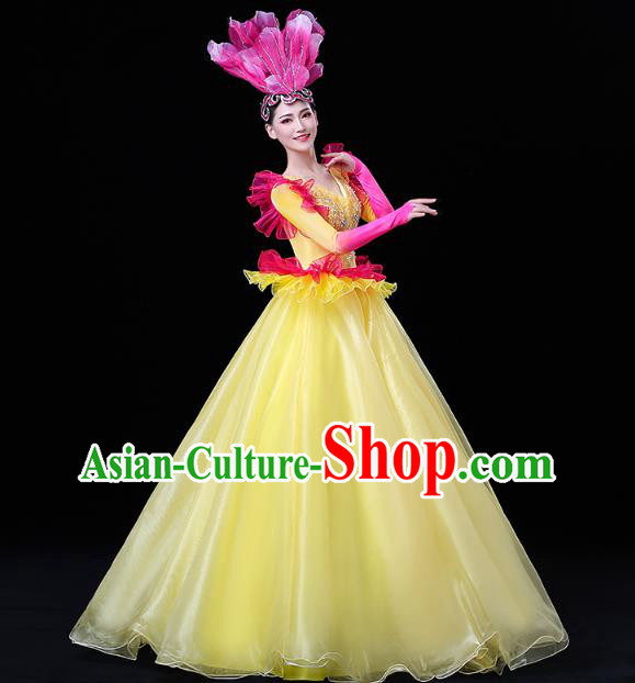 China Spring Festival Gala Opening Dance Yellow Dress Modern Dance Flower Dance Clothing