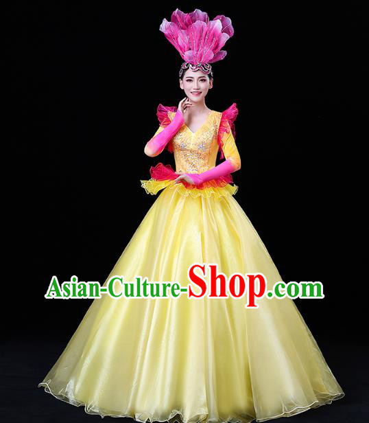 China Spring Festival Gala Opening Dance Yellow Dress Modern Dance Flower Dance Clothing