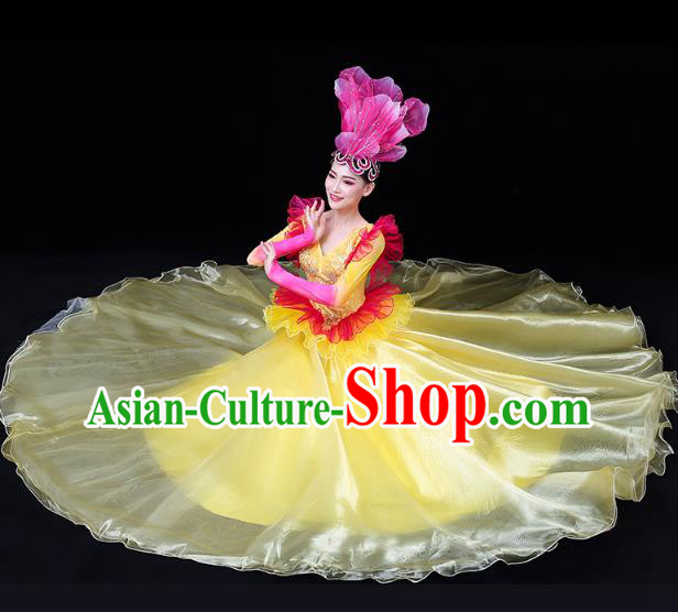 China Spring Festival Gala Opening Dance Yellow Dress Modern Dance Flower Dance Clothing