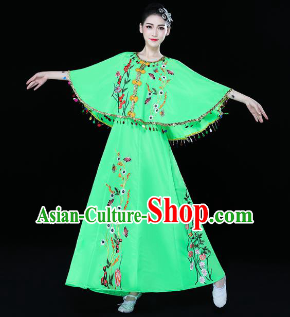 Chinese Traditional Dai Nationality Folk Dance Embroidered Costume Yunnan Ethnic Stage Performance Green Dress