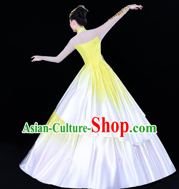 China Modern Dance Peony Dance Clothing Spring Festival Gala Opening Dance Yellow Dress