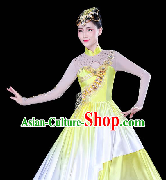 China Modern Dance Peony Dance Clothing Spring Festival Gala Opening Dance Yellow Dress