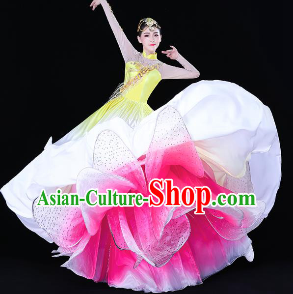 China Modern Dance Peony Dance Clothing Spring Festival Gala Opening Dance Yellow Dress
