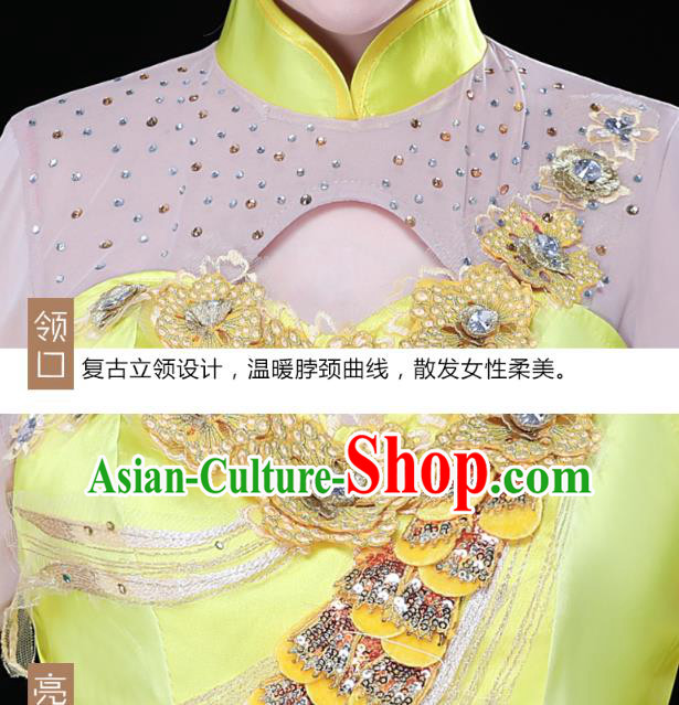 China Modern Dance Peony Dance Clothing Spring Festival Gala Opening Dance Yellow Dress