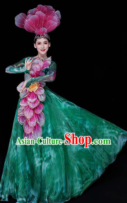 China Modern Dance Group Dance Clothing Spring Festival Gala Opening Dance Green Dress