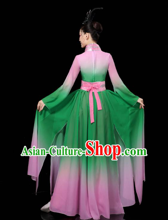 Chinese Umbrella Dance Clothing Classical Dance Green Dress Traditional Group Dance Performance Costume