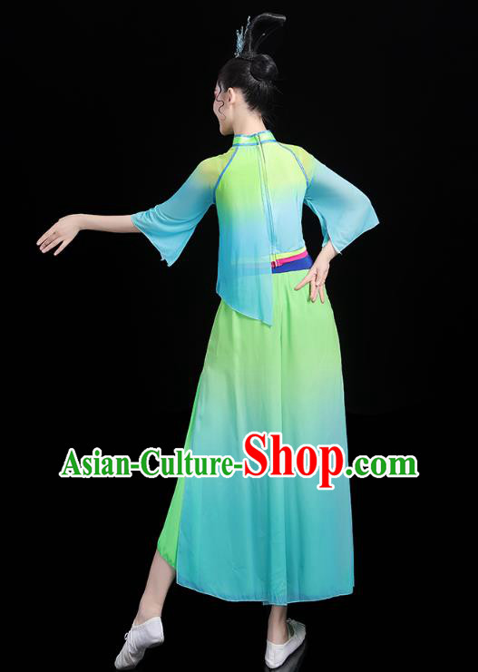 China Folk Dance Green Outfits Traditional New Year Yangko Dance Clothing Fan Dance Costume