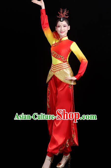 China Traditional Folk Dance Drum Dance Outfits New Year Yangko Dance Performance Clothing