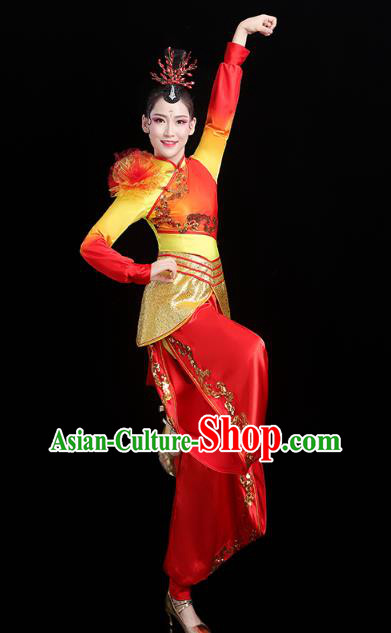 China Traditional Folk Dance Drum Dance Outfits New Year Yangko Dance Performance Clothing