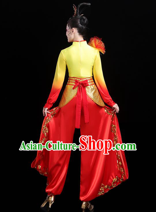 China Traditional Folk Dance Drum Dance Outfits New Year Yangko Dance Performance Clothing