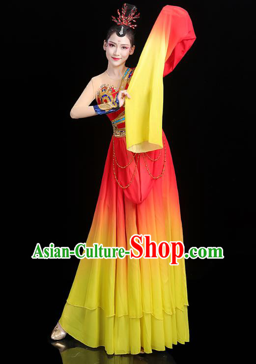 Chinese Classical Dance Water Sleeve Dress Traditional Group Dance Costume Fairy Dance Clothing