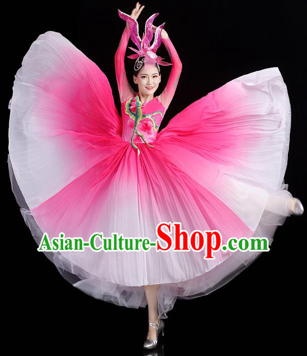 China Spring Festival Gala Opening Dance Rosy Dress Flower Dance Stage Performance Clothing