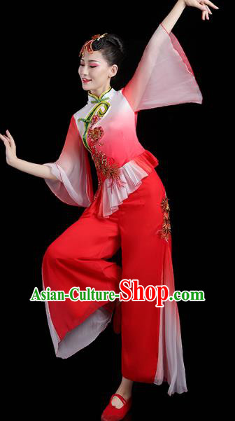 China Traditional Folk Dance Mandarin Sleeve Outfits Spring Festival Yangko Dance Performance Clothing