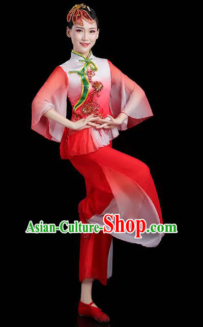 China Traditional Folk Dance Mandarin Sleeve Outfits Spring Festival Yangko Dance Performance Clothing