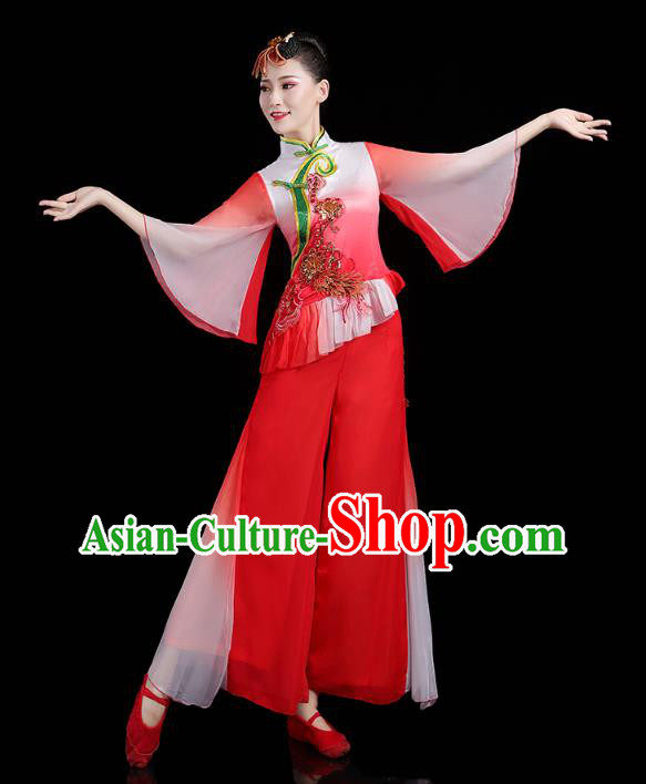 China Traditional Folk Dance Mandarin Sleeve Outfits Spring Festival Yangko Dance Performance Clothing