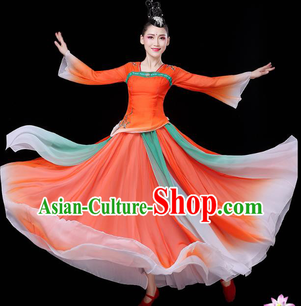 Chinese Umbrella Dance Clothing Classical Dance Red Dress Traditional Woman Group Dance Costume