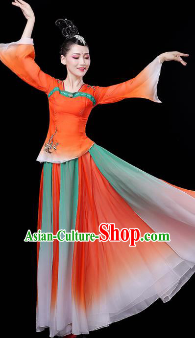 Chinese Umbrella Dance Clothing Classical Dance Red Dress Traditional Woman Group Dance Costume