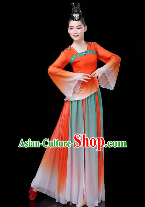 Chinese Umbrella Dance Clothing Classical Dance Red Dress Traditional Woman Group Dance Costume