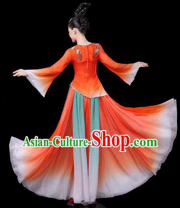 Chinese Umbrella Dance Clothing Classical Dance Red Dress Traditional Woman Group Dance Costume