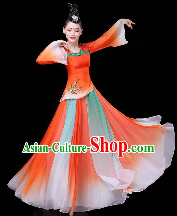 Chinese Umbrella Dance Clothing Classical Dance Red Dress Traditional Woman Group Dance Costume
